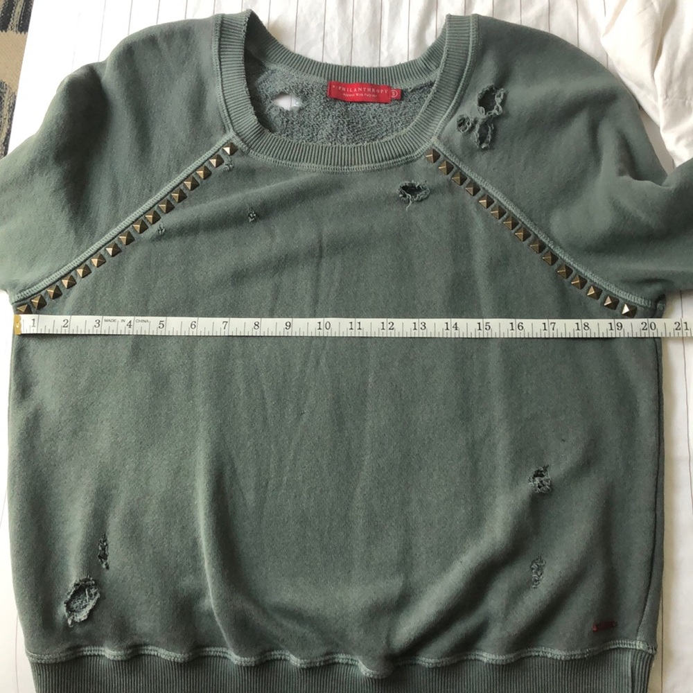 n:PHILANTHROPY Green Distressed Sweatshirt
